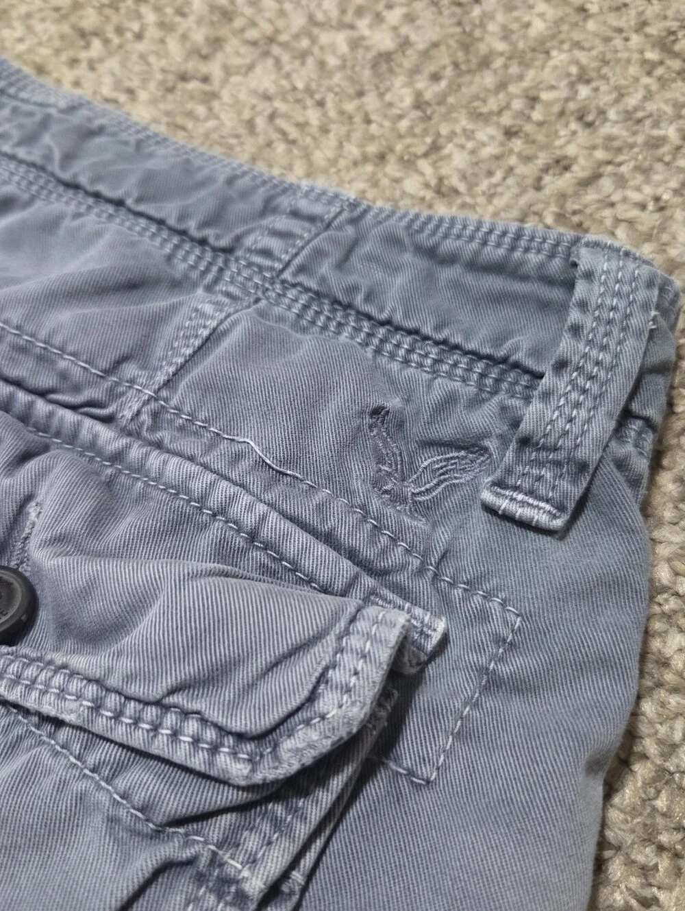 Y2K American Eagle Men's Classic Cargo Shorts Gray/Blue Size 34